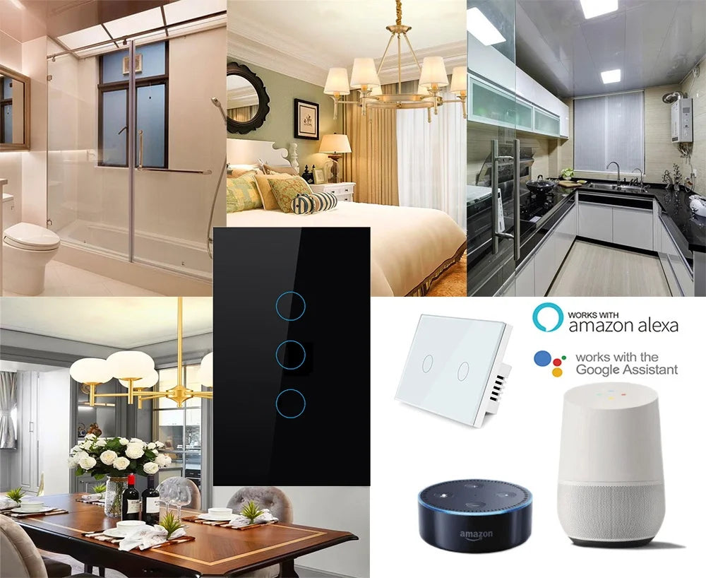 Wifi smart switch Suitable for EWelink App Bluetooth RF Alexa Google voice control No neutral wire Install Touch light switch