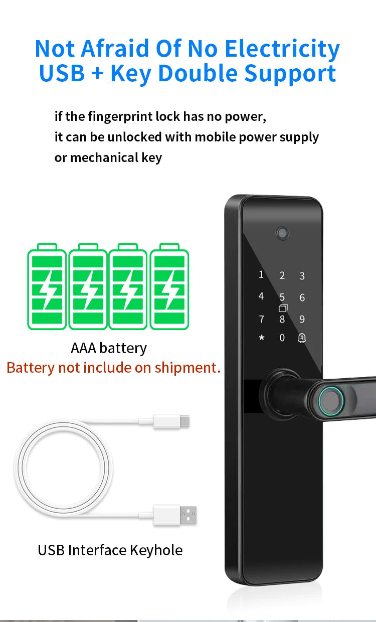 RYNX Tuya Smart Camera Electronic Lock With Biometric Fingerprint for Intelligence Door Lock Smart keyless Home Life App Remote