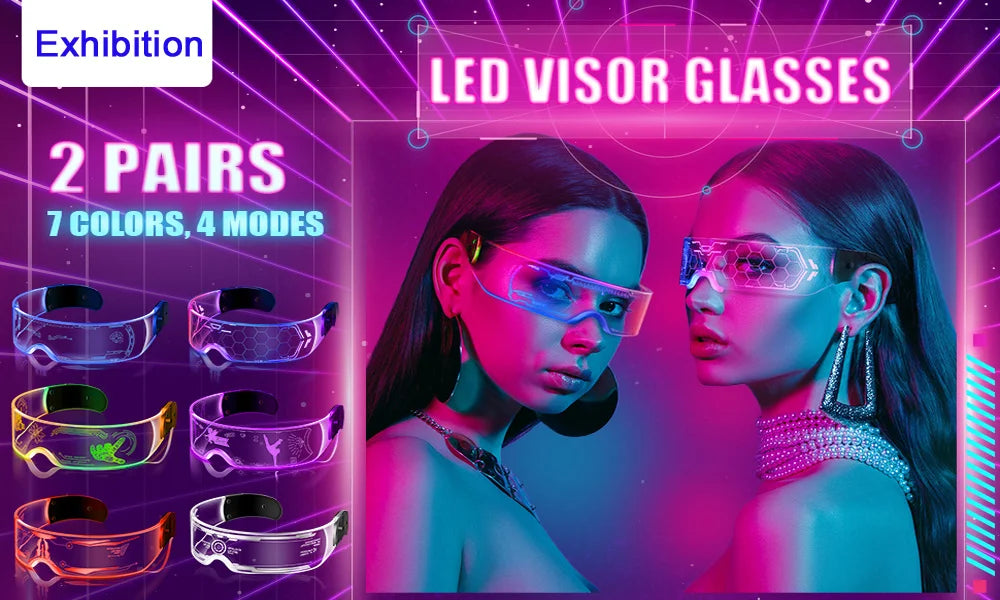 Newest LED Light up Glasses Luminous Glasses Technology Future Glow Party Costume Sunglasses Nightclub DJ Dance Party Decor