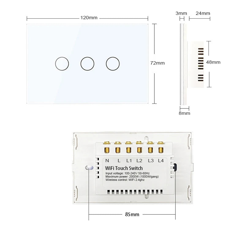 Wifi smart switch Suitable for EWelink App Bluetooth RF Alexa Google voice control No neutral wire Install Touch light switch