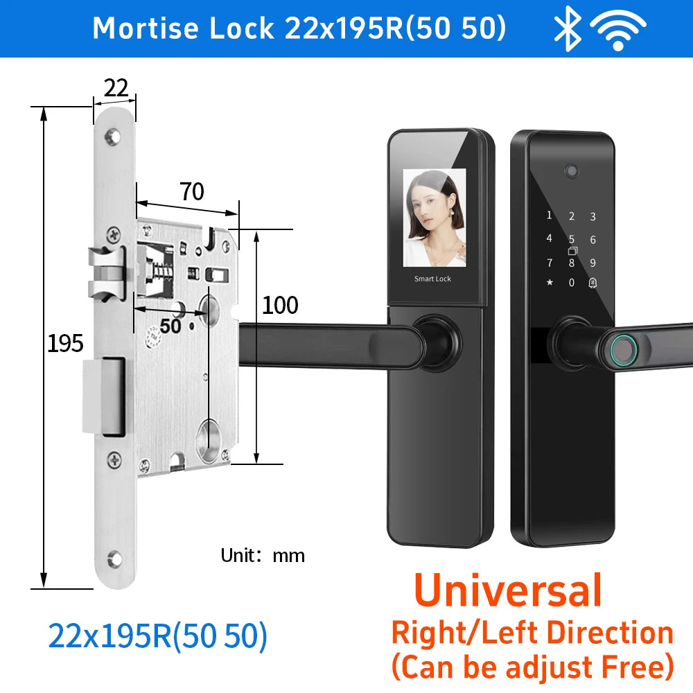 RYNX Tuya Smart Camera Electronic Lock With Biometric Fingerprint for Intelligence Door Lock Smart keyless Home Life App Remote