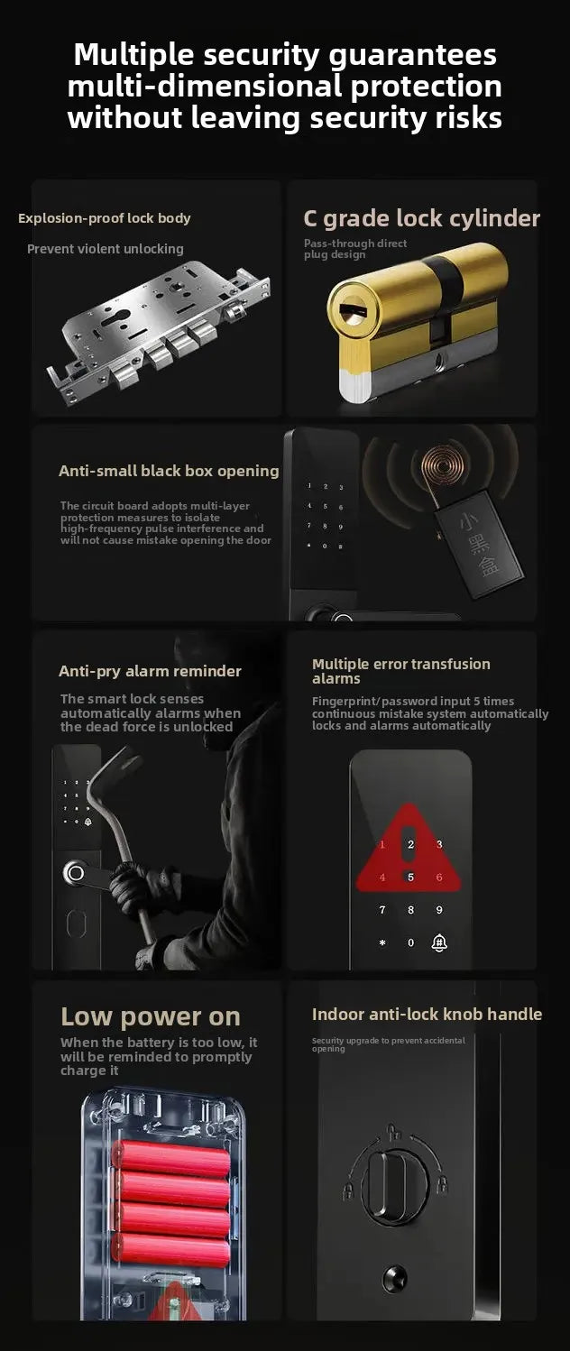 Smart Electronic Door Locks Fingerprint Recognition Quick Access Anti-Theft Apartment Entrance Home Security Protection