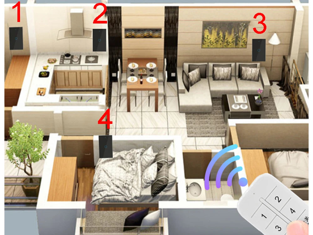 Wifi smart switch Suitable for EWelink App Bluetooth RF Alexa Google voice control No neutral wire Install Touch light switch