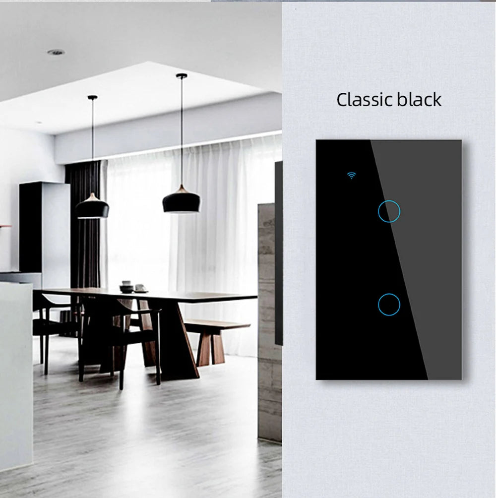 Interruptor inteligente Tuya Smart Switches USAN cable neutro/No se requiere cable neutro Interruptor táctil WiFi de 1/2/3/4 bandas Funciona con Alexa Google Home