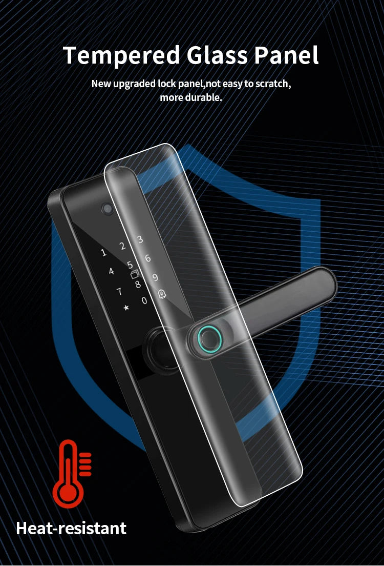 RYNX Tuya Smart Camera Electronic Lock With Biometric Fingerprint for Intelligence Door Lock Smart keyless Home Life App Remote