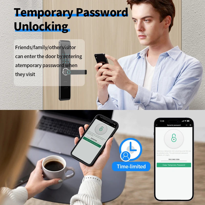 RYNX Tuya Smart Camera Electronic Lock With Biometric Fingerprint for Intelligence Door Lock Smart keyless Home Life App Remote