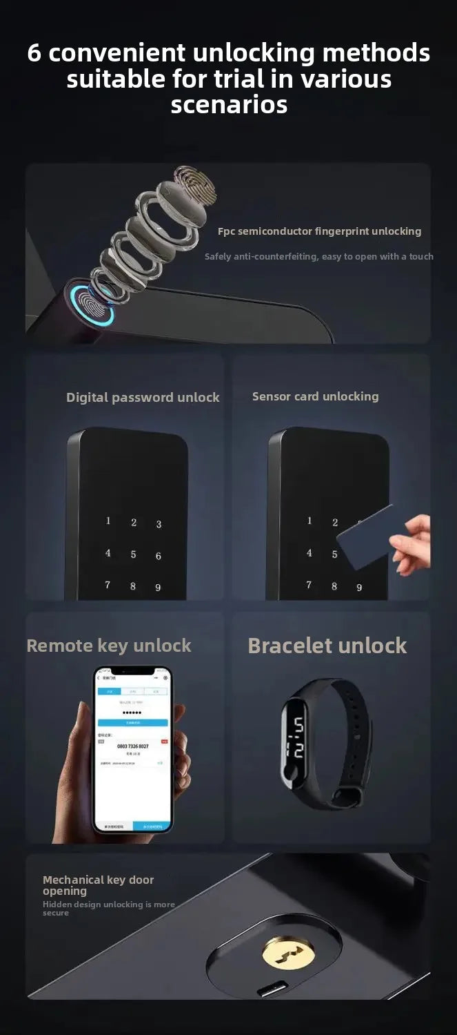 Smart Electronic Door Locks Fingerprint Recognition Quick Access Anti-Theft Apartment Entrance Home Security Protection